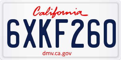 CA license plate 6XKF260