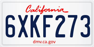 CA license plate 6XKF273