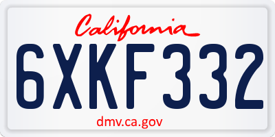 CA license plate 6XKF332