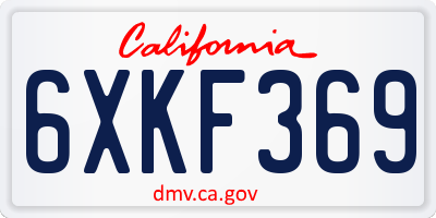 CA license plate 6XKF369