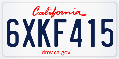 CA license plate 6XKF415