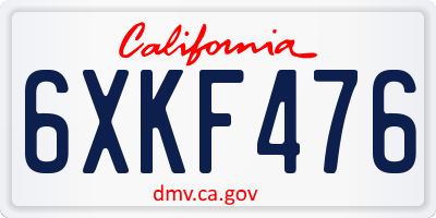 CA license plate 6XKF476