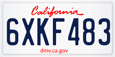 CA license plate 6XKF483