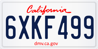 CA license plate 6XKF499