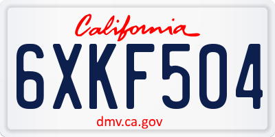 CA license plate 6XKF504