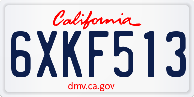 CA license plate 6XKF513