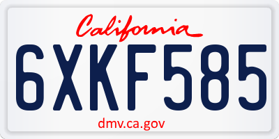 CA license plate 6XKF585
