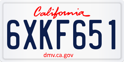 CA license plate 6XKF651