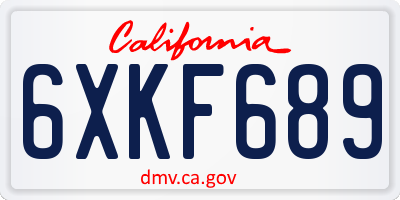 CA license plate 6XKF689