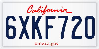 CA license plate 6XKF720