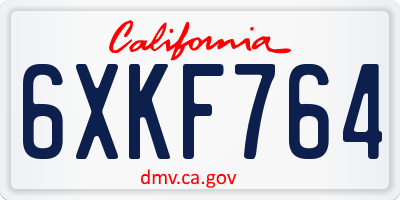 CA license plate 6XKF764