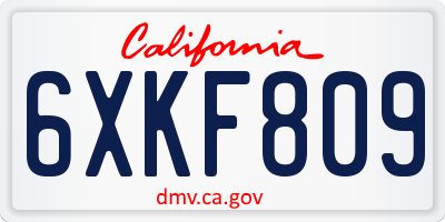 CA license plate 6XKF809