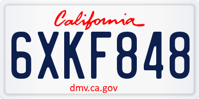 CA license plate 6XKF848