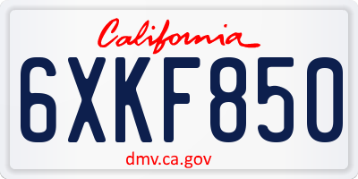 CA license plate 6XKF850