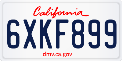 CA license plate 6XKF899