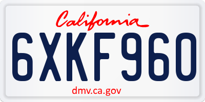 CA license plate 6XKF960