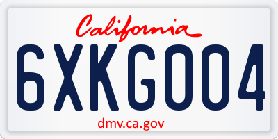 CA license plate 6XKG004