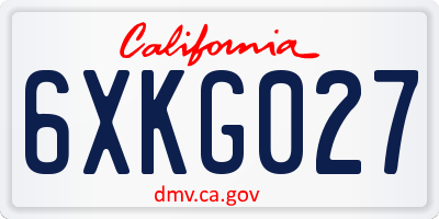 CA license plate 6XKG027