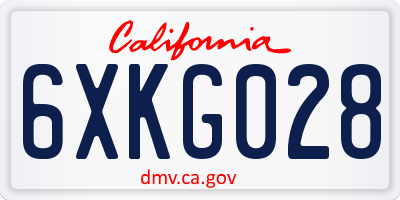 CA license plate 6XKG028