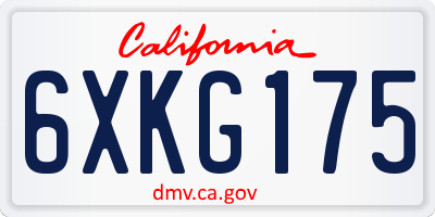 CA license plate 6XKG175