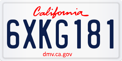 CA license plate 6XKG181