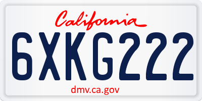 CA license plate 6XKG222