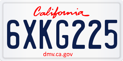 CA license plate 6XKG225