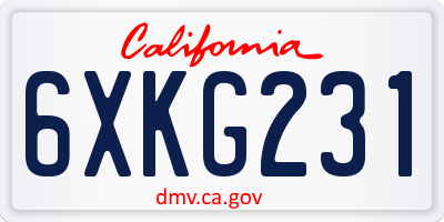 CA license plate 6XKG231