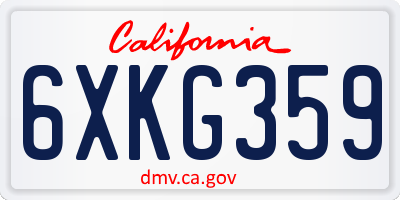 CA license plate 6XKG359