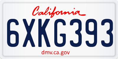CA license plate 6XKG393