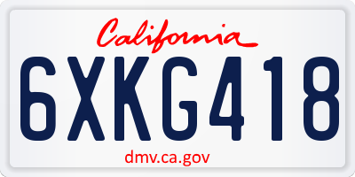 CA license plate 6XKG418