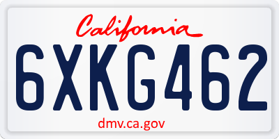 CA license plate 6XKG462
