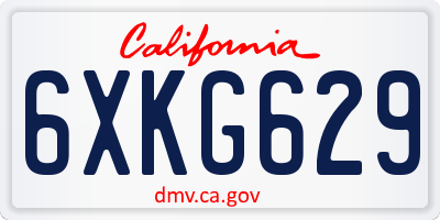 CA license plate 6XKG629