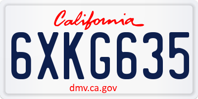 CA license plate 6XKG635