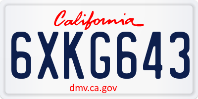 CA license plate 6XKG643