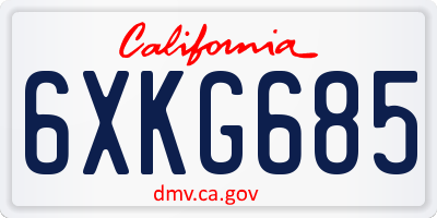 CA license plate 6XKG685