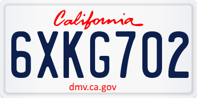 CA license plate 6XKG702