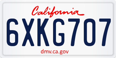CA license plate 6XKG707