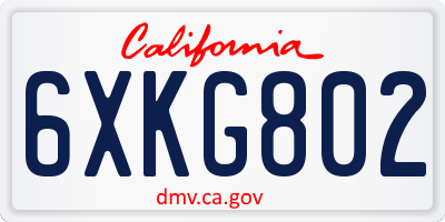 CA license plate 6XKG802