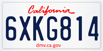CA license plate 6XKG814