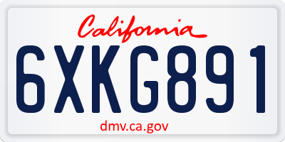 CA license plate 6XKG891
