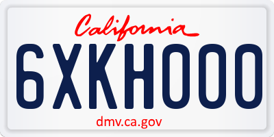 CA license plate 6XKH000
