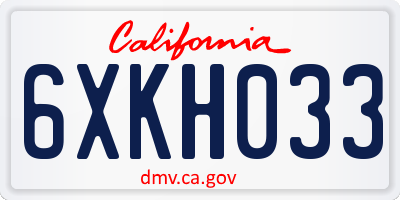 CA license plate 6XKH033