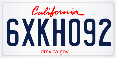 CA license plate 6XKH092