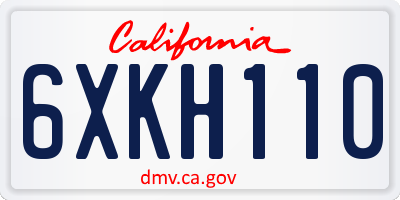 CA license plate 6XKH110