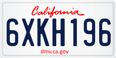 CA license plate 6XKH196