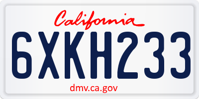 CA license plate 6XKH233