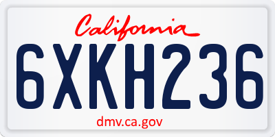CA license plate 6XKH236