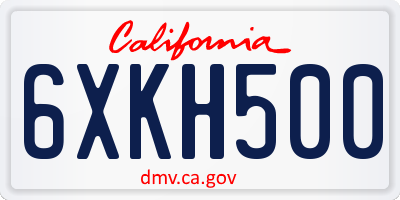 CA license plate 6XKH500