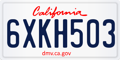 CA license plate 6XKH503
